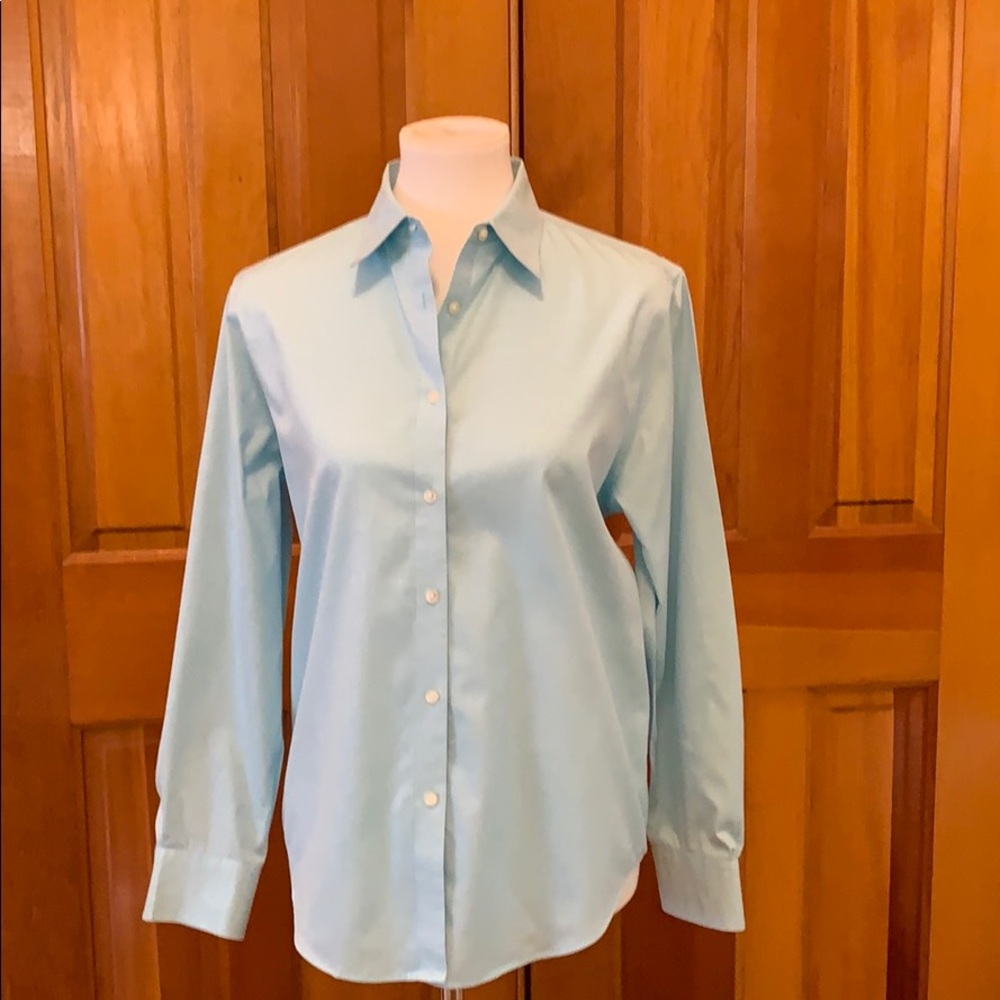 Jones New York Tailored Blue Cotton Blouse